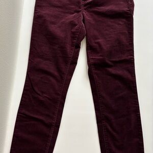 LOFT Women’s High Waisted Dark Burgundy Corduroy Pants Size 28